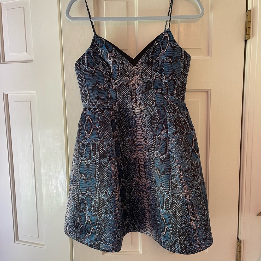 Snake Skin Spaghetti Strap Cocktail Dress